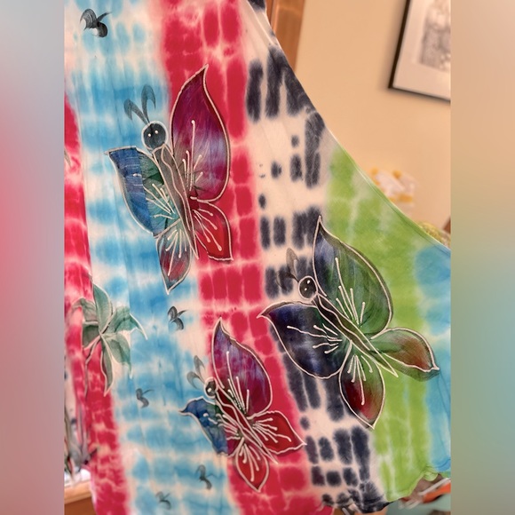 Hand painted tie dyed summer sleeveless dress one size fits all NWT NEW - Picture 6 of 10